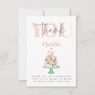 editable birthday cake party thank you card