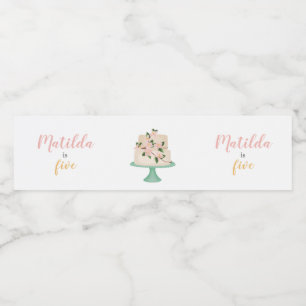 editable birthday cake party  water bottle label