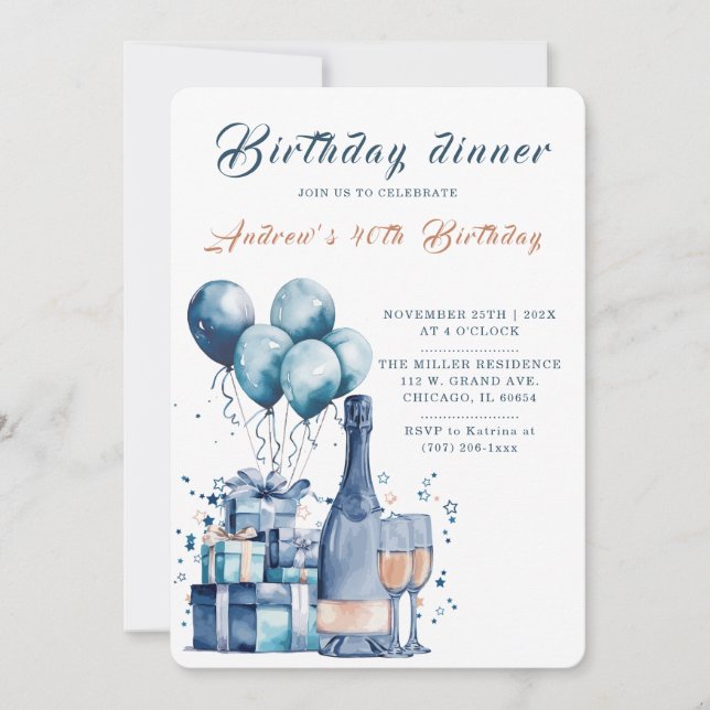 Editable Birthday Dinner Invitation (Front)