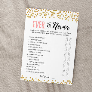 Editable Birthday Ever or Never Birthday Game Card