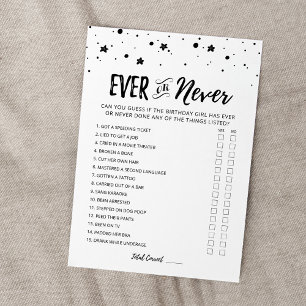 Editable Birthday Ever or Never Birthday Game Card