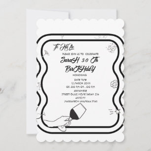 Editable Birthday Party Invi Hand Drawn  Invitatio Invitation