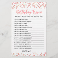 Editable Birthday trivia Birthday party game