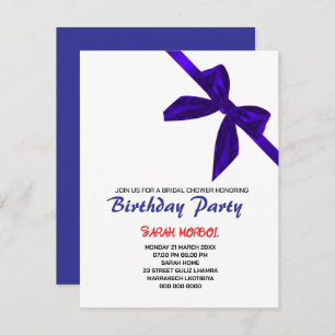 Editable Black Bow Birthday, Invitation Template,