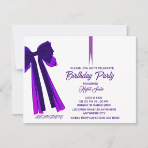 Editable Black Bow Birthday Invitation Template, M