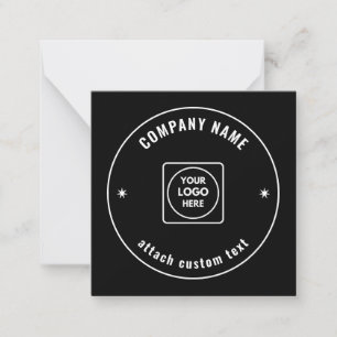 Editable Black Logo Business Name Note Card