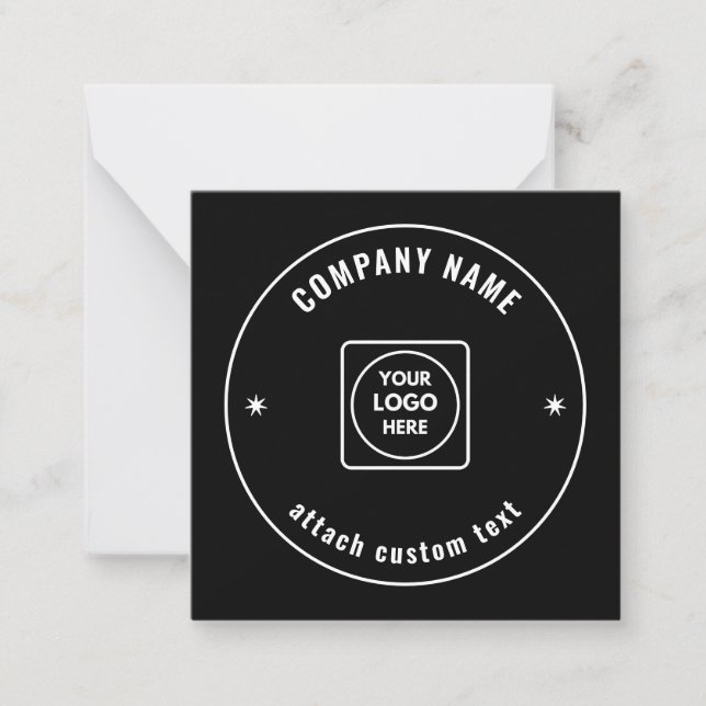 Editable Black Logo Business Name Note Card (Front)