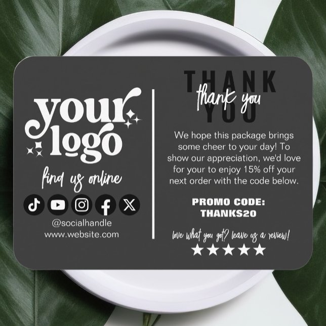 Editable Black Luxury Business Thank You Package Enclosure Card (Creator Uploaded)