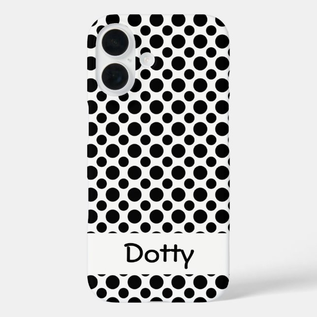 Editable Black Polka Dots Big and Small on White Case-Mate iPhone Case (Back)
