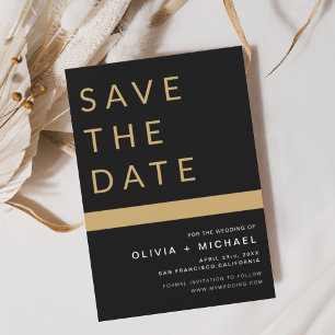 Editable Black Save the Date Elegant Gold