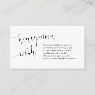 Editable Black, Wedding Honeymoon Wish Enclosure Card