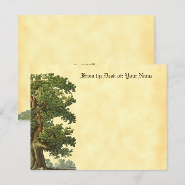 Editable Blackletter Vintage Oak Tree Card (Front/Back)