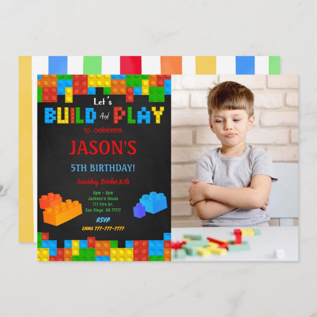Editable Block Photo Invitation (Front/Back)