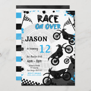 Editable Blue Bike Birthday Invitation