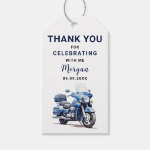 Editable Blue Birthday Motorbike Thank You Tag
