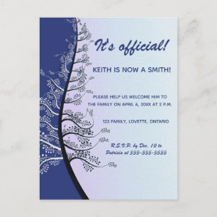 Editable Blue Family Tree Adoption Celebration Invitation Postcard
