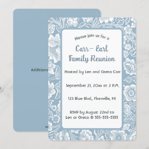Editable Blue Floral  Invitation