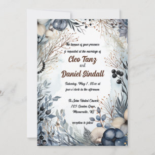Editable Blue Flower Garden Invitation