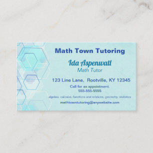 Editable Blue Geometrical Math Tutor Business Card