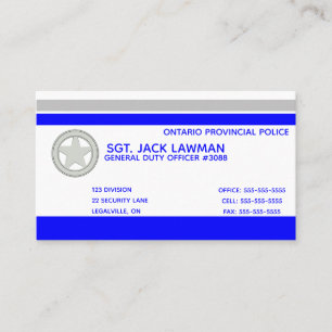 Editable Blue Line Police Business Card