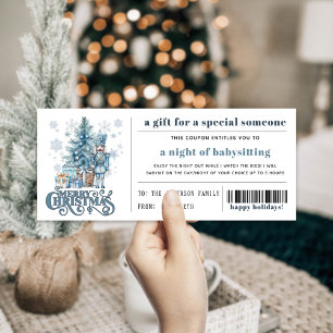 Editable Blue Nutcracker Christmas Gift Coupon Card