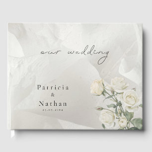 Editable Blush Rose Botanical Wedding Guest Book