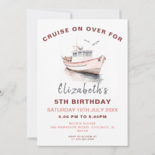 Editable Boat Birthday Invitation - Girl