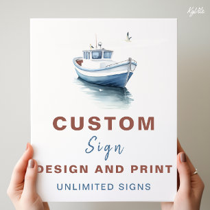 Editable Boat Nautical Custom Birthday Sign - Boy