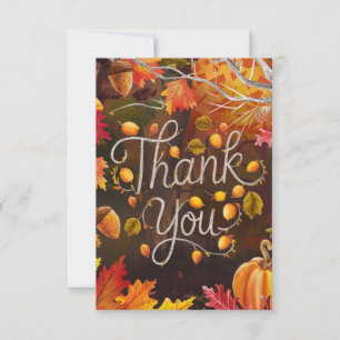 Editable Boho Autumn Fall Thank You Card
