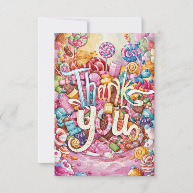Editable Boho Candyland thank you card  (Front)