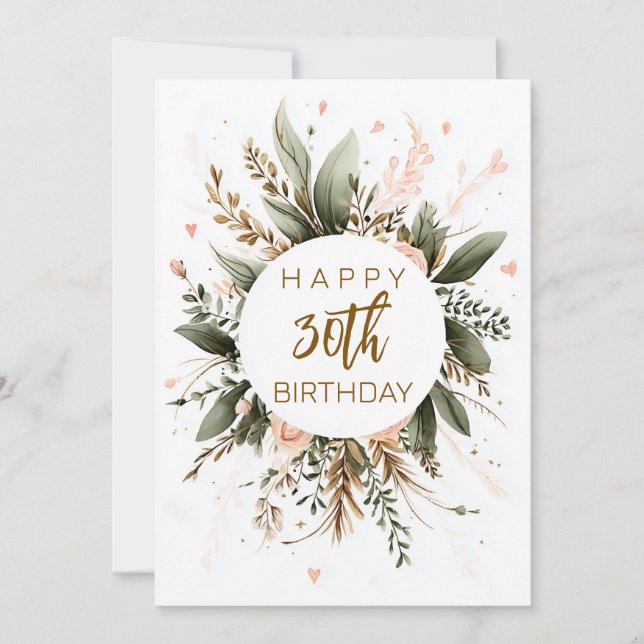 EDITABLE BOHO FLORAL HAPPY BIRTHDAY HOLIDAY CARD (Front)
