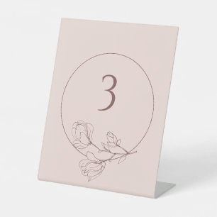 Editable Boho Floral Rose Wedding Table Number Pedestal Sign