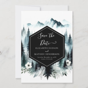 Editable Boho Mountain Wedding Save The Date