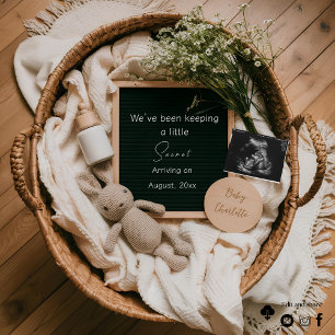 Editable boho neutral pregnancy announcement
