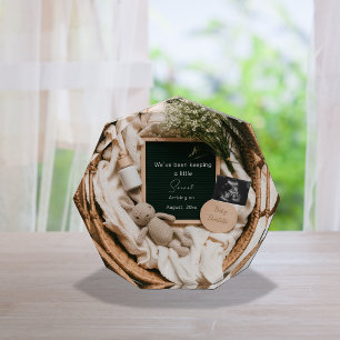 Editable boho neutral pregnancy announcement  photo block