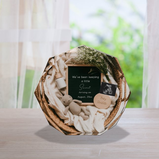 Editable boho neutral pregnancy announcement  photo block (Creator Uploaded)