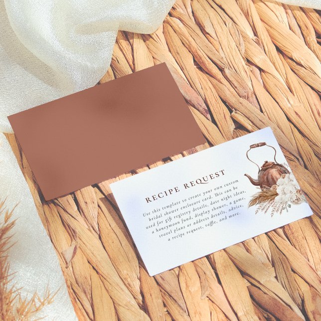 Editable Boho Pampas Terracotta Bridal Shower Enclosure Card (Creator Uploaded)