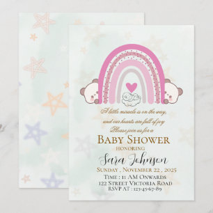 Editable Boho Rainbow Baby Shower Invitation