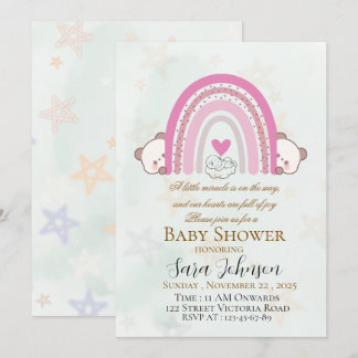 Editable Boho Rainbow Baby Shower Invitation