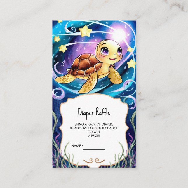 Editable Boho Underwater Turtle Baby Shower Enclosure Card (Front)