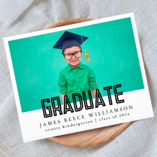 Editable Bold Photo Kindergarten Grad Announcement