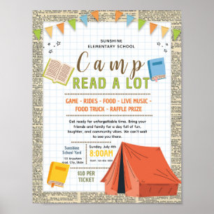 Editable book camp read fundraiser flyer poster