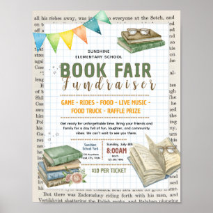 Editable book fair fundraiser flyer poster