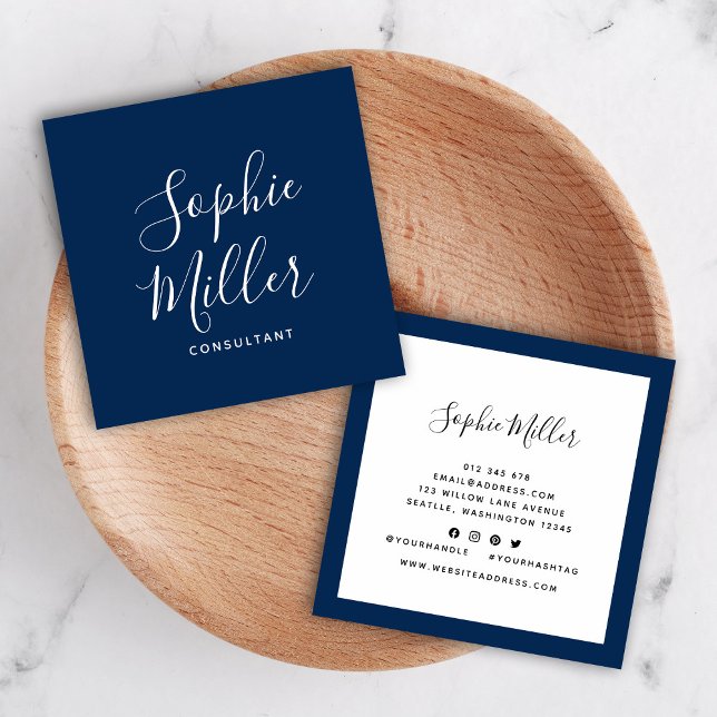 Editable Border Colour Calligraphy Social Media Square Business Card (Creator Uploaded)