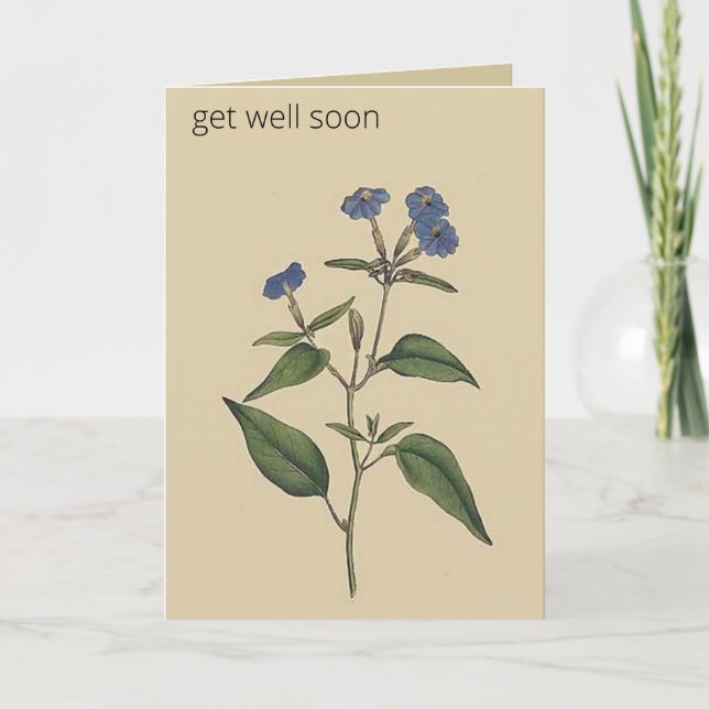 Editable Botanical Tall Browallia Greeting Card (Front)