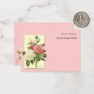 Editable Botanical White Red Roses Library of Card