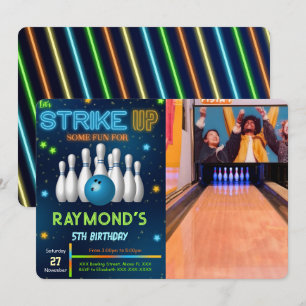 Editable Bowling Photo Invitation