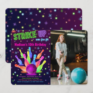 Editable Bowling Photo Invitation