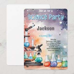 Editable Boy Science Birthday Party  Invitation