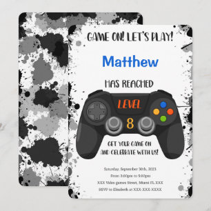 Editable Boy Video Game Birthday Invitation